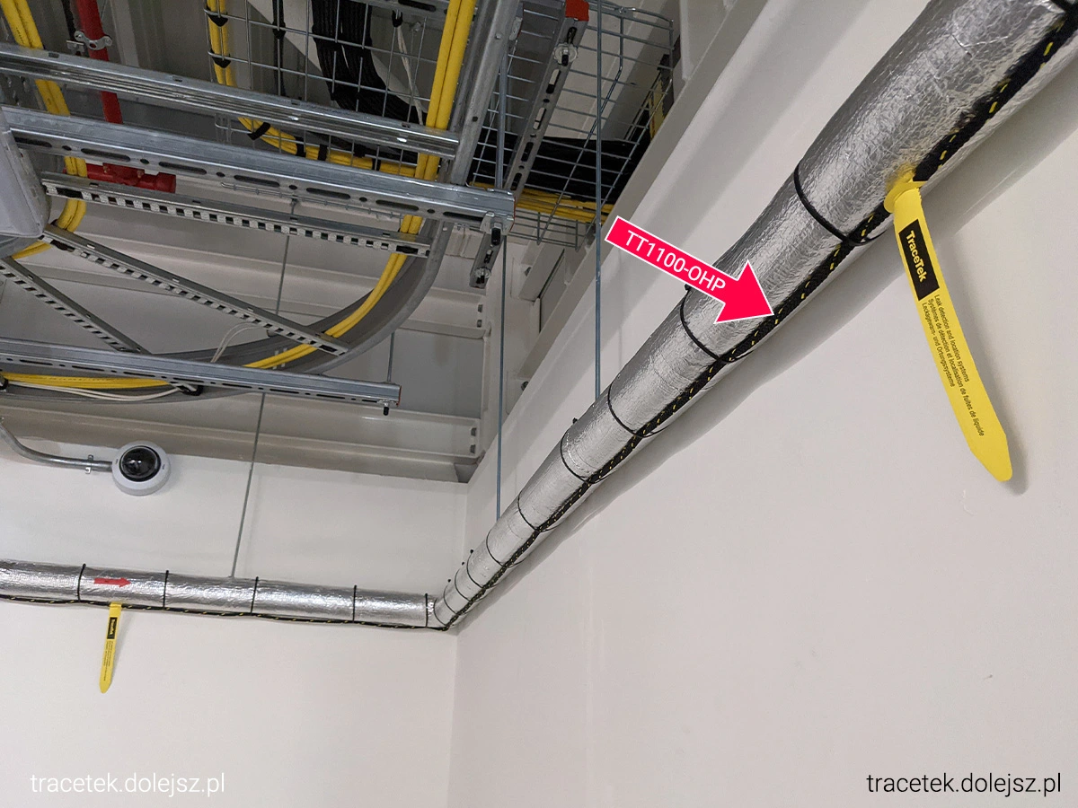 czujnik zalania wodą w postaci kabla sensorowy do rur podwieszanych i trudnych warunków